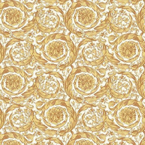 Profhome Papier peint Baroque 366925-GU papier peint intissé (TNT) or jaune beige 0,70 m x 10,05 m / 7,035 m2