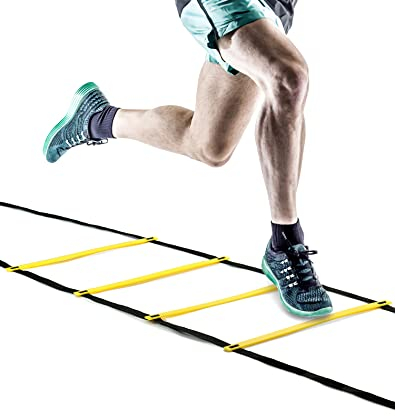 QWORK® Koordinationsleiter mit Tragetasche - 6M 12 Sprossen Trainingsleiter - Fussball Trainingszubehör