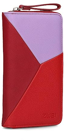Zwei Damen Geldbörse JANA J2 Wallet 20 x 11 cm hochwertiges Kunstleder im Tricolor-Design, Portemonnaie mit 12 Kartenfächern, Münzfach, Sichtfach für Ausweise, mit umlaufenden Reißverschluss