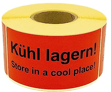 MD Labels Warnetiketten auf rolle 100x50mm 500 Stück Kühl lagern! Store in a cool place! Versandaufkleber –Paketaufkleber