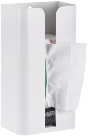 uxcell Tissue Holder with Magnetic Bottom, Tissue Box Wall Mounted Tissue Dispenser Holder for Kitchen Bathroom Countertop White