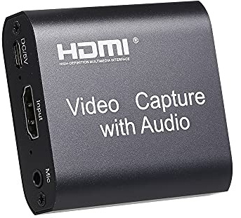 HUIOP Scheda di acquisizione video HD con audio Scheda di acquisizione da HD a USB2.0 Ingresso 4K Supporto uscita 1080P Streaming live Acquisizione video di gioco Nero,Acquisisci scheda con audio