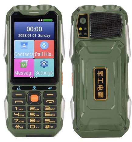 Téléphone Portable Senior Intelligent Triple Défense 4G 4,0 Pouces, Téléphone Portable Militaire WiFi Ultra Longue Veille, Smartphone Bouton 18 000 MAh, pour Android 7.0 (Green)