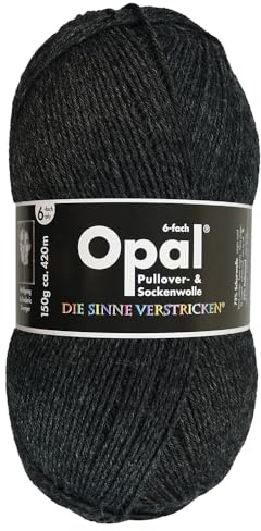 Frida's Wollhaus Opal 150 g Uni 6-fach Sockenwolle Strümpfe Stricken Einfarbig 9 Farben (5303 | Anthrazit melange)