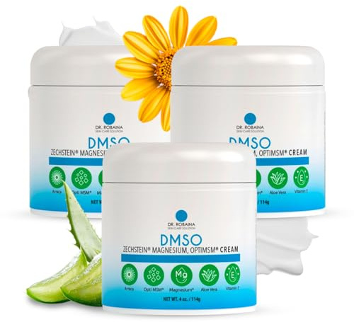 Dr. Robaina DMSO Cream – 99.9% Pure Dimethyl Sulfoxide | Formula with Zechstein Magnesium, Arnica, Aloe Vera & Vitamin E | Topical Cream for Body Wellness