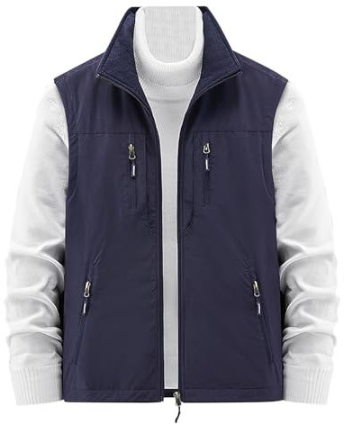 Steppweste Herren - Fleece Weste Leichte Arbeitsweste Fleeceweste Ärmellos Schwarz Steppweste Softshellweste Sportweste Gefüttert Slim Fit,Blau,Xxl