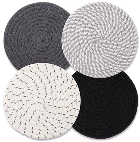 Trivets for Hot Dishes, Hot Pads for Kitchen, 7'' Trivets for Hot Pots and Pans, Pot Holders for Kitchen, Pot Holders Heat Resistant 4-Pcs, Kitchen Essentials for New Home