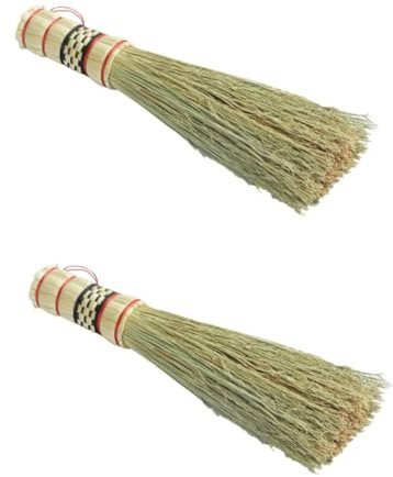 Mobestech 2St natürliche Topfbürste Küchenversorgung thailändischer Strohbesen Wok-Bürste Pinsel küche Kitchen Brush Strohbürste Geschirrwäscher Bambus Reinigungsbürste Werkzeug Spülbürste