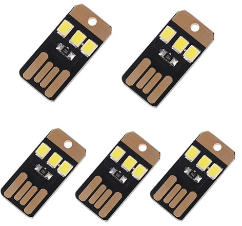 Homoyoyo Lot de 5 mini lampes LED USB pour ordinateur portable et lampe de camping Version PCB Idéal pour les urgences randonnée et activités de plein air Porte-clés Lampe pour