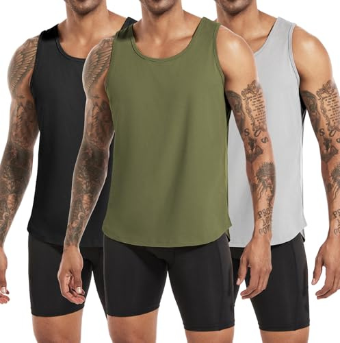Boyzn 1,3 or5 Pack Men's Cotton Vests Tank Tops, Athletic Workout Muscle Tank Tops, Breathable Sports Gym Vests Tops for Men, Fitness Bodybuilding Sleeveless T-Shirts for Training Running Basketball