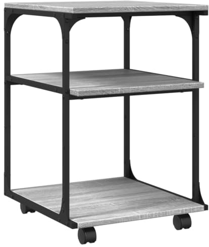 vidaXL Druckerständer 3 Ablagen Grau Sonoma 43x48x64 cm Holzwerkstoff