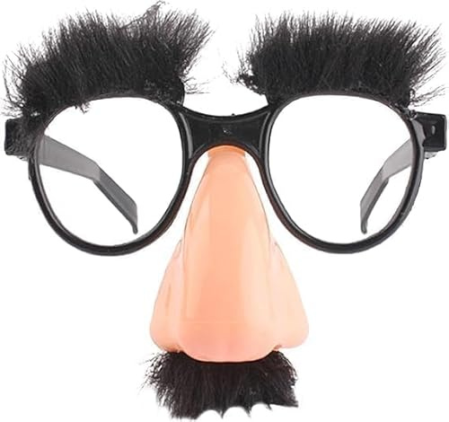 1Pc Schwarz Verkleidungsbrille mit Schnurrbart, alberne Brille mit Nase,Augenbrauen und Schnurrbart für Verkleidung,lustige Foto-Requisiten,Halloween-Party-Brille für Erwachsene,Masken and Zubehör