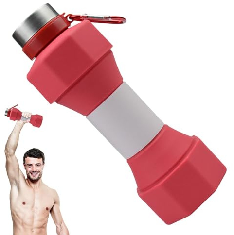 Shurzzesj Travel Water Bottle, Dumbbell Water Bottle | Collapsible Silicone Water Bottle - Portable Water Bottle with Large Capacity for Gym, Outdoor, Camping