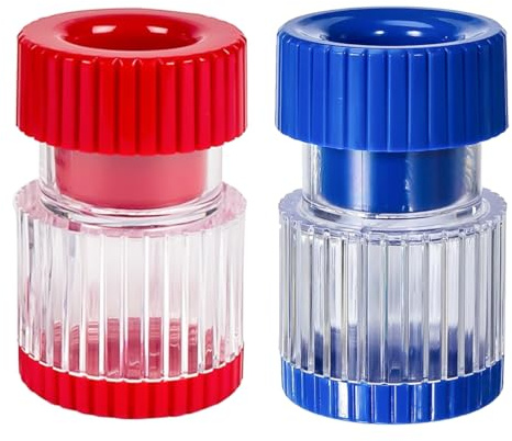 Namvo 2 Stück Tablettenzerkleinerer, Erste-Hilfe-Tablettenzerkleinerer mit Aufbewahrungsfach, Pillenmühle (blau, rot)