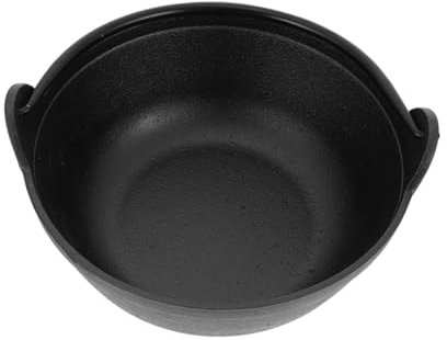 MAGICLULU Cast Iron Dutch Oven 19cm Single Handle Outdoor Cookware Hanging Pot Non-Stick Stewing Pot for Camping Picnic and Home Cooking