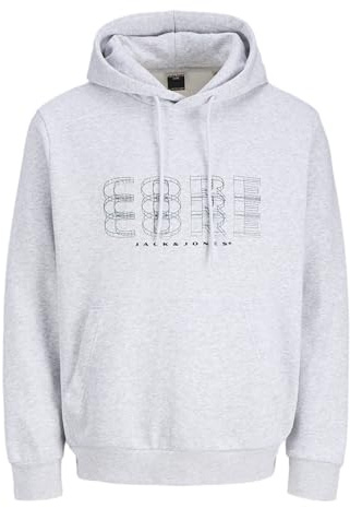 JACK & JONES Sweat à Capuche Jcofusion Branding pour Homme, Blanc-Gris, L