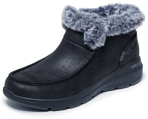 Skechers Dam Glacial Ultra Cozy Getaway-ankelstövel, Svart textil, 38 EU