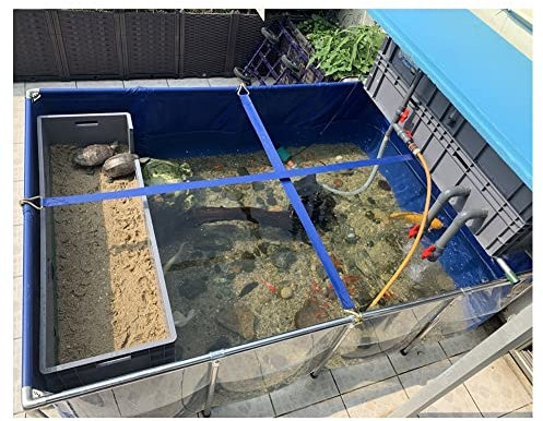 Generisch Lagertank Home Cube Display Show Fischteiche Wassertank, Outdoor Fischteich PVC Leinwand mit Stahlrahmen, Aquarium Pool mit transparentem Sichtfenster Fischtank Plane