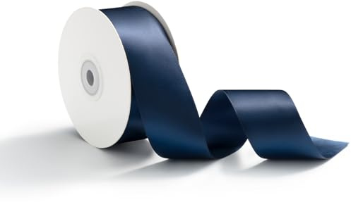 AOKSUNOVA Geschenkband Satinband Hochzeit Dekoband Schleifenband Dunkelblau | Edles Satin Geschenkband für Hochzeit, Geschenkverpackung und Dekoration,Glänzendes Schleifenband mit Weicher Stoffstruktur