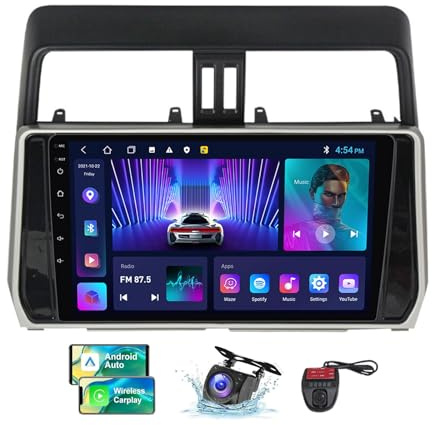 Genérico Android 13 Pantalla táctil de 10 Pulgadas Radio de Coche para Toyota Land Cruiser Prado 150 2018-2020 Radio FM RDS Dab/Navegación GPS Bluetooth DSP Reproductor Control del Volante(NF-1)