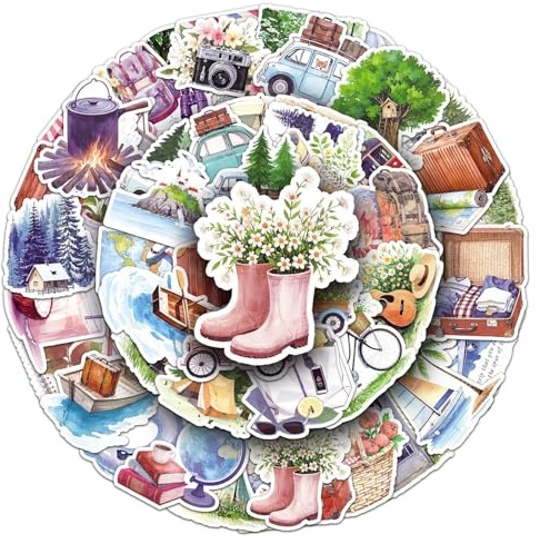 50PCS Pegatinas de Viajes al Exterior,Pegatinas para Ordenador Portatil Agenda Laptop Skate Botella Agua Guitarras Maletas equipajes Coches y Bicicletas,Outdoor Impermeable Vinilo Stickers