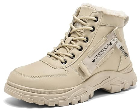 Yeeteepot Women's Snow Boots Winter Warm Booties Khaki 6 UK = Label 40