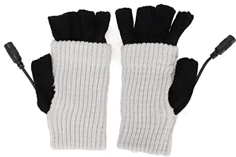 Cosiki Chauffés sans Doigts, Chauffés USB de Chauffage sans Doigts Réchauffés pour l'hiver Adulte à la Mode Douce de Bureau (Gris Clair)