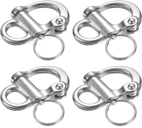 PATIKIL Grillete de liberación rápida de 2 pulgadas, 4 piezas de acero inoxidable 316 con grillete fijo para barco, conector de vela para acampar al aire libre, barcos náuticos, cadenas industriales