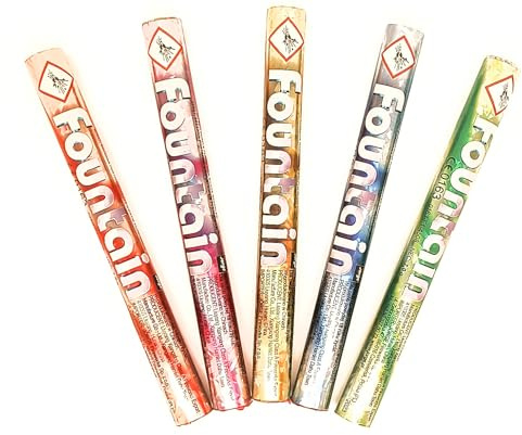 Fontänen Feuerwerk 5er-Set – farbige Flamme mit Goldfunken & Verwandlungseffekten – tierfreundlich Jugendfeuerwerk Hochzeit Geburtstag (1, Gold)