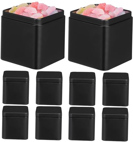ROMISBABA 10 pièces Lot de Petites Boîtes Métal avec Couvercle Hermétique Boîtes Carrées Portables pour Thé Bonbons et Petits Cadeaux Étanches et Légères Rangement Pratique et Compact
