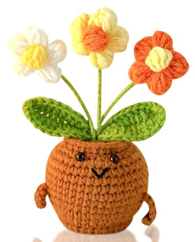 Spiritzohic Crochet Potted Flowers,Emotional Support Positivity Gift Room Decoration,Handmade Crochet Emotional Support Flower Cheer Up Motivational Gifts For Men Women Encouragement-Hydrangea