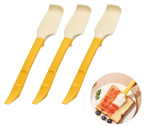 3pcs Mini Spatula,2 in 1 Silicone Spatulas for Cooking,Small Cake Scraper Set,Kitchen Spatulas for Baking,Can Opener for Cat,Dog,Pet,Jar Spatula Gift for Cook,Dessert Chef
