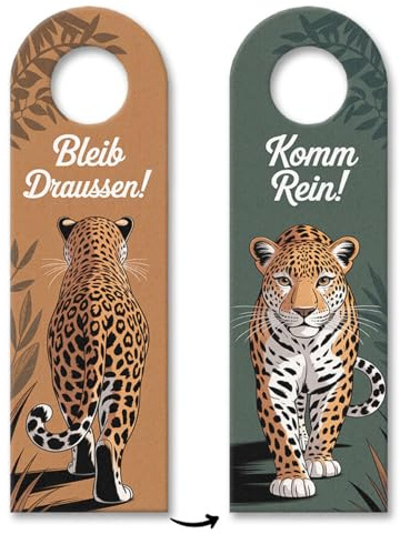 Bleib draussen Komm rein Leopard Türhänger Lustiger Spruch für die Tür als Dekoration