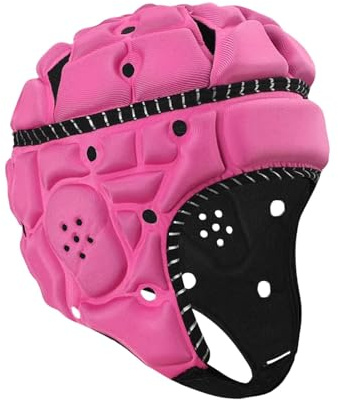 perfk Casco da Rugby per Bambini, equipaggiamento Protettivo, Regolabile e Traspirante, Berretto da mischia, Protezioni per la Testa da Rugby per Football, Rosa