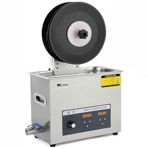 Limpiador ultrasónico de 6 litros para discos de vinilo, lavadora de discos digitales con temperatura ajustable de 20 a 80 °C y temporizador de 1 a 30 minutos, limpiador sónico para discos d