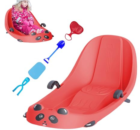 Luge pour enfants | Équipement pour sports d'hiver | Toboggan Luge à neige avec frein intégré – Pour les conditions météorologiques froides filles et enfants d'âge préscolaire – Collines couvertes de