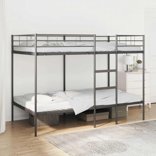 Tonture Etagenbett Schwarz 100x200 cm, Stahl Robustes Metallgestell mit Lattenrost, Platzsparendes Doppelbett für Schlafzimmer, Kinderzimmer, Gästezimmer