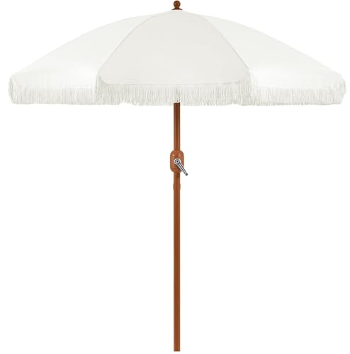 Yaheetech 2.7M Garden Parasol with Tilt, Solar 8-Rib Outdoor Umbrella Sunshade with Tassel & Crank, Patio Umbrella for Garden Deck Pool Beach Backyard, Cream