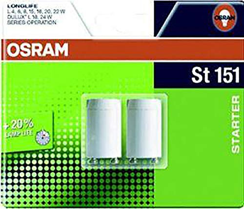 Osram Starter per Tubo Fluorescente, G13, 22 watts, Bianco, 2 Unità