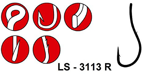 Gamakatsu - Haken LS - 3113 R - mit Öhr - Farbe: ROT Wurmhaken (Gr. 2/0 - 20 Stück)