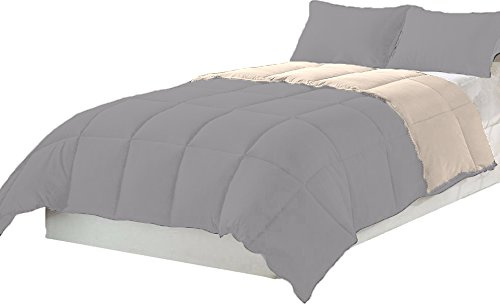 Tata Home Piumino Winter Double Face Invernale 300 gr/mq in Morbida Microfibra Misura 1 Piazza Singolo cm 155x200 Colore Panna Tortora