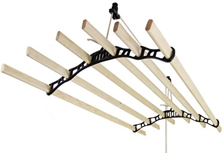 MonsterShop 2m Platzsparender 6 Kieferlatten Deckentrockner aus Holz Kleidetrockner Wäschetrockner Trockner Deckenwäschetrockner im Viktoranischer Stil -Schwarz