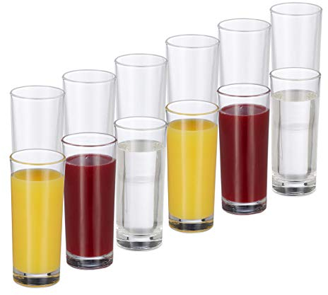 Relaxdays Set de 12 vasos largos, Cristalería para cócteles, Cilíndricos, 300ml, Apto para lavavajillas, Transparente