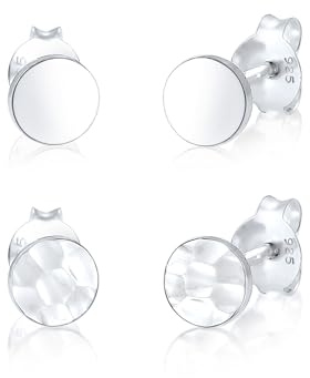 Elli Ohrringe Damen Ohrstecker 2er Set Gehämmert Glänzend 925 Silber