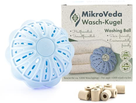 MikroVeda Waschkugel Keramik mit Mikroorganismen, hautschonend und für Allergiker, ökologischer Waschball ohne chemische Waschmittel