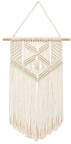 XYDZ Macrame Tapiz Pared Tapiz Tejido Algodón Natural Colgante de Pared de Macramé Bohemio Etnico para Decoración de Apartamentos Decoración de Dormitorio de Sala de Estar