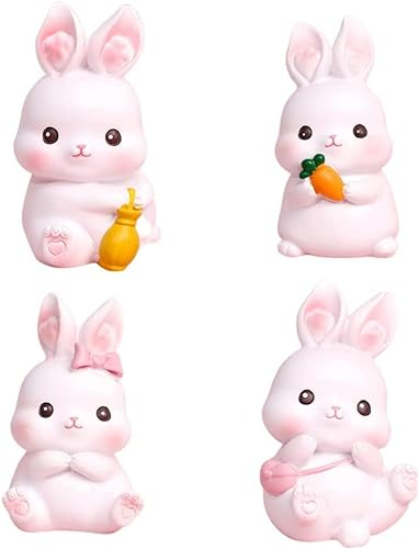 VALICLUD 4stücke Miniatur Kaninchen Ornament Harz Micro Landschaft Hasenfiguren Mini Garten Dekore Hasenminiaturfiguren
