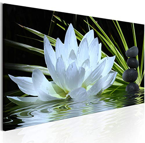 murando Cuadro Acústico Flores Nenúfares 120x40 cm espuma acústica absorbe el sonido aislamiento lienzo de 1 pieza Decoración de Pared Spa b-B-0272-b-a