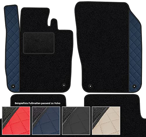 moto-MOLTICO Fußmatten Auto Velours Autoteppiche Schwarz Automatten Set 4-teilig - Auffälliges Design - passend für Volvo C30 S40 II V50 I 2004-2012 (Blaues Muster)