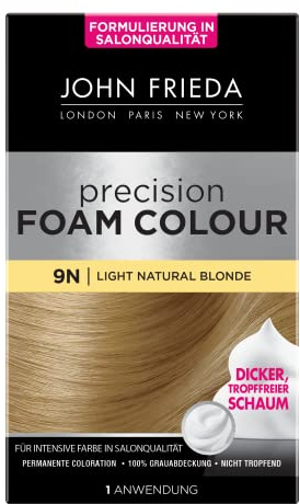 John Frieda Precision Foam Colour - Farbe: 9N Light Natural Blonde - Helles Blond - Permanente Coloration in Schaumform - Perfekte, gleichmäßige Abdeckung - Für 1 Anwendung
